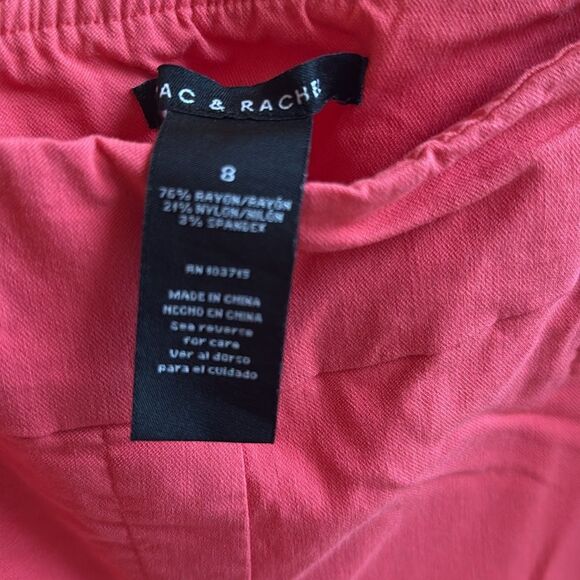 Zac & Rachel Coral Orange Red Pink Capri Pants Women's Size 8 Pull On Cropped - Picture 3 of 7